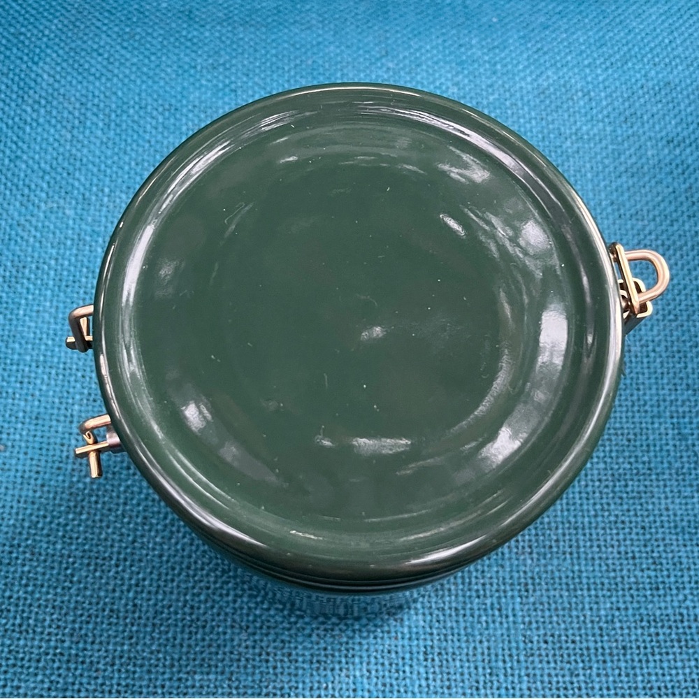 Vintage 90’s Starbucks Green and Gold Ceramic Storage Jar 7.5”